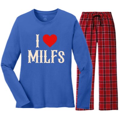 I Love My Hot Milfs Attractive Milfs Great Gift Women's Long Sleeve Flannel Pajama Set 