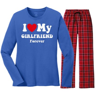 I Love My Girlfriend Women's Long Sleeve Flannel Pajama Set 