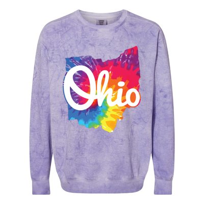 I Love My Ohio Home Script Tie Dye Ohio Colorblast Crewneck Sweatshirt