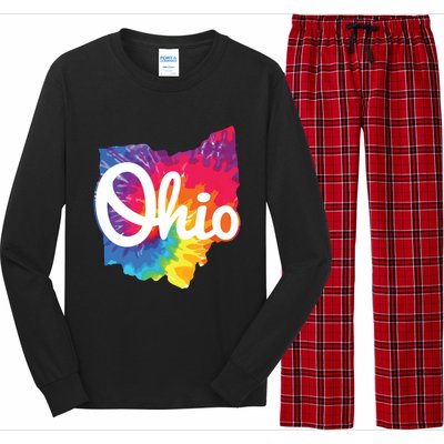 I Love My Ohio Home Script Tie Dye Ohio Long Sleeve Pajama Set