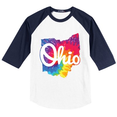 I Love My Ohio Home Script Tie Dye Ohio Baseball Sleeve Shirt