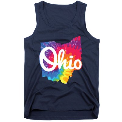 I Love My Ohio Home Script Tie Dye Ohio Tank Top