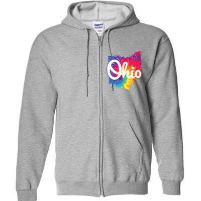 I Love My Ohio Home Script Tie Dye Ohio Full Zip Hoodie