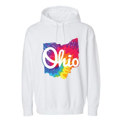 I Love My Ohio Home Script Tie Dye Ohio Garment-Dyed Fleece Hoodie