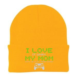 I Love My Mom Funny Gamer Gifts Video Games Gaming Knit Cap Winter Beanie