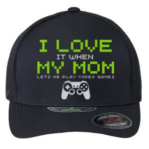 I Love My Mom Funny Gamer Gifts Video Games Gaming Flexfit Unipanel Trucker Cap