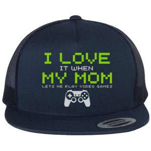 I Love My Mom Funny Gamer Gifts Video Games Gaming Flat Bill Trucker Hat