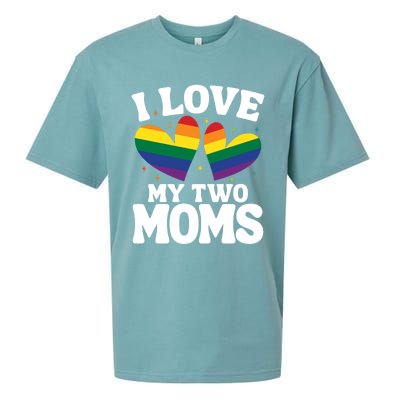 I Love My Two Moms Lesbian Lgbtq Sueded Cloud Jersey T-Shirt