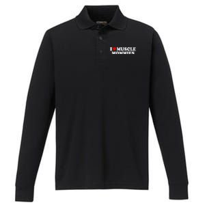 I Love Muscle Mommies, I Heart Muscle Mommies, Muscle Mommy Performance Long Sleeve Polo