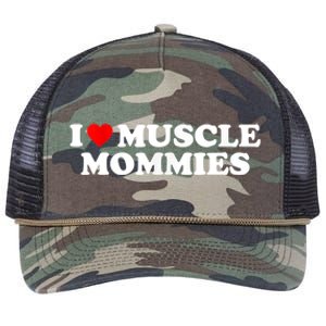 I Love Muscle Mommies, I Heart Muscle Mommies, Muscle Mommy Retro Rope Trucker Hat Cap