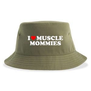 I Love Muscle Mommies, I Heart Muscle Mommies, Muscle Mommy Sustainable Bucket Hat