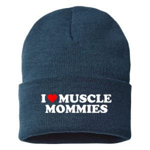 I Love Muscle Mommies, I Heart Muscle Mommies, Muscle Mommy Sustainable Knit Beanie