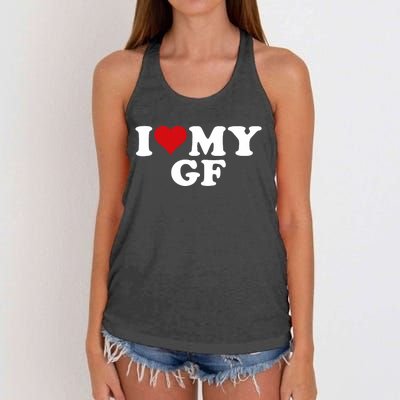 I Love My Hot Girlfriend I Heart My Hot Girlfriend Gf Women's Knotted Racerback Tank