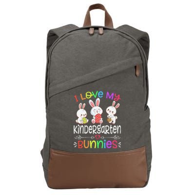 I Love My Kindergarten Bunnies Teacher Easter Day Bunny Egg Cotton Canvas Backpack