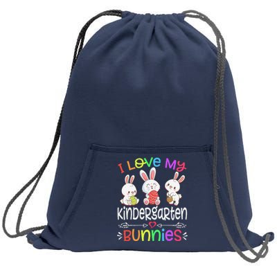 I Love My Kindergarten Bunnies Teacher Easter Day Bunny Egg Sweatshirt Cinch Pack Bag