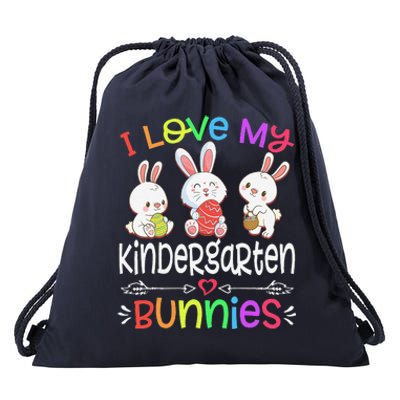 I Love My Kindergarten Bunnies Teacher Easter Day Bunny Egg Drawstring Bag