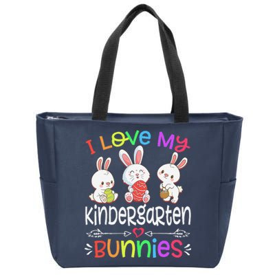 I Love My Kindergarten Bunnies Teacher Easter Day Bunny Egg Zip Tote Bag