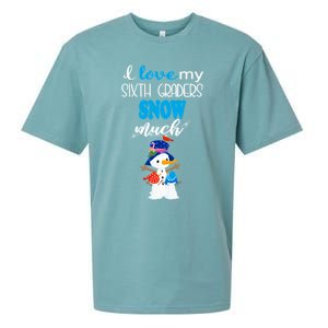 I Love My Sixth Graders Snow Much Christmas Sueded Cloud Jersey T-Shirt