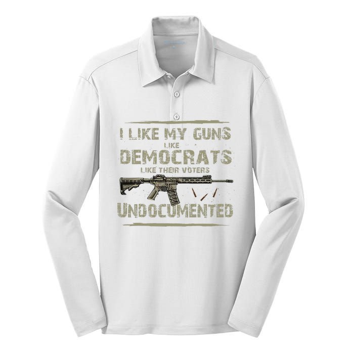 I Like My Guns Like Democrats Like Their Votes Undocumented Silk Touch Performance Long Sleeve Polo