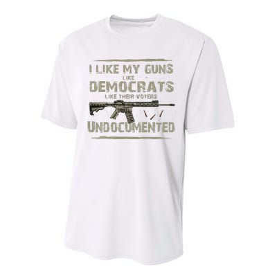 I Like My Guns Like Democrats Like Their Votes Undocumented Performance Sprint T-Shirt