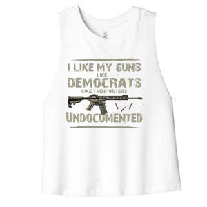 I Like My Guns Like Democrats Like Their Votes Undocumented Women's Racerback Cropped Tank