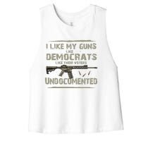 I Like My Guns Like Democrats Like Their Votes Undocumented Women's Racerback Cropped Tank