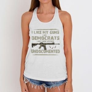 I Like My Guns Like Democrats Like Their Votes Undocumented Women's Knotted Racerback Tank