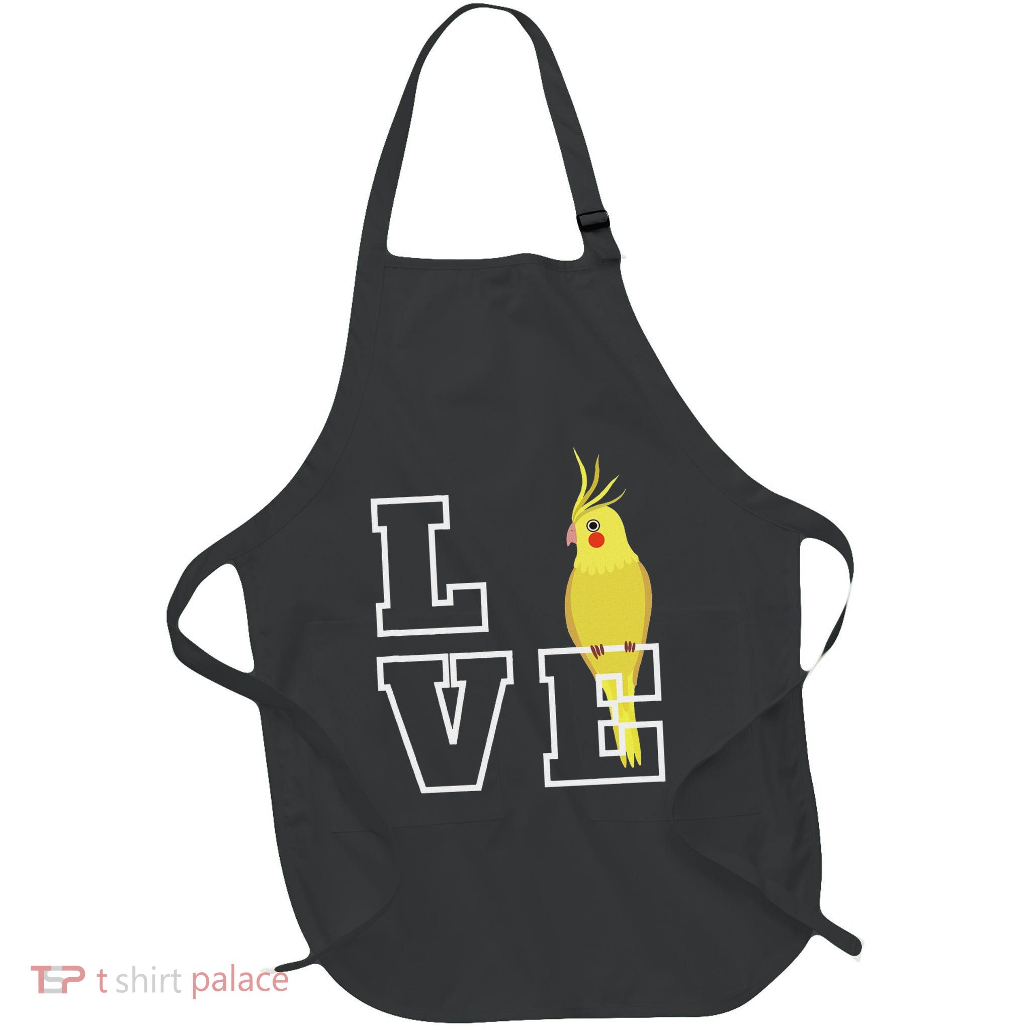I Love My Cockatiel Parrot Pet Bird Lovers Full-Length Apron With Pockets