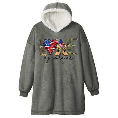 I Love My Soldier Military Military Army Wife Hooded Wearable Blanket