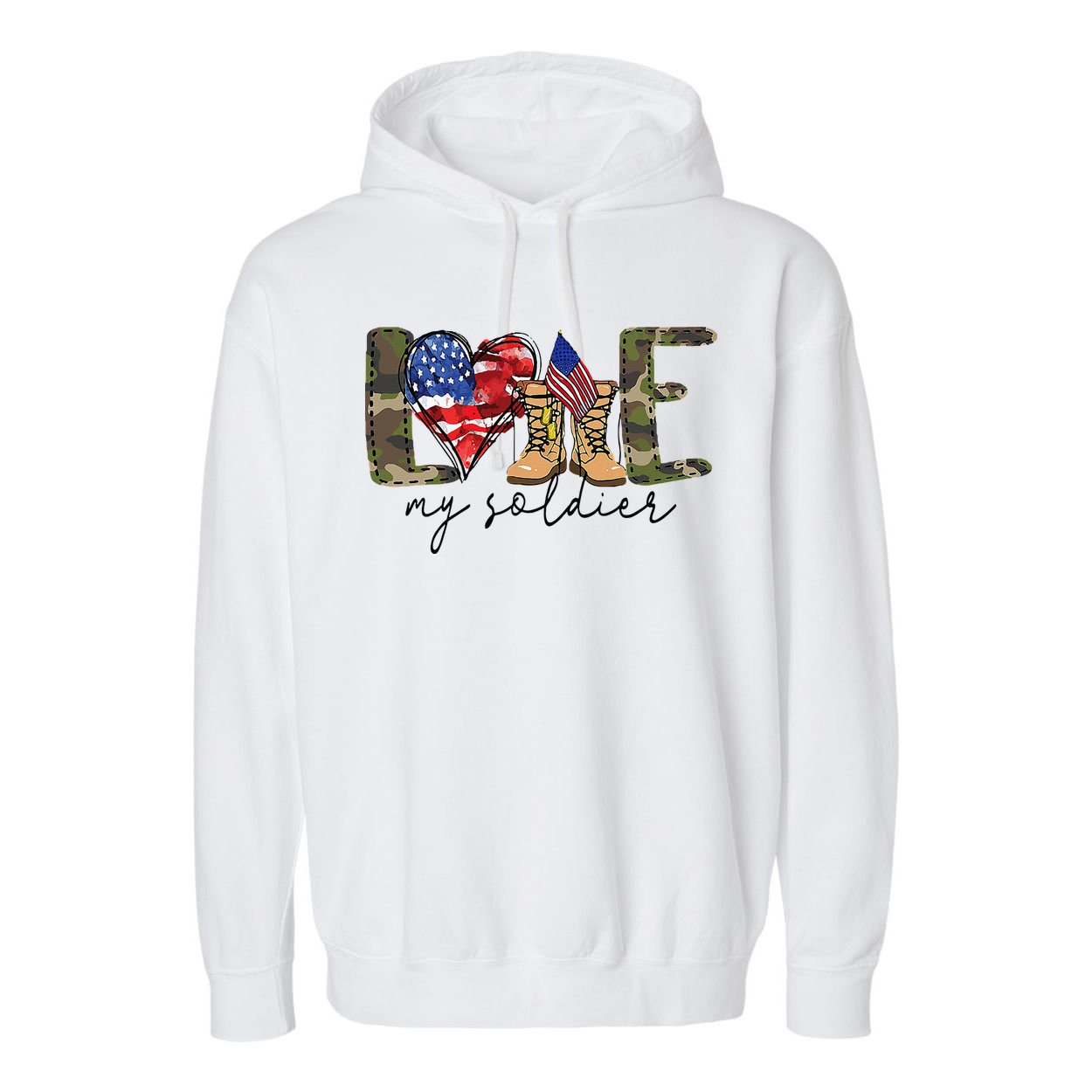 I Love My Soldier Military Military Army Wife Garment-Dyed Fleece Hoodie
