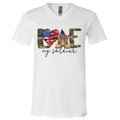 I Love My Soldier Military Military Army Wife V-Neck T-Shirt