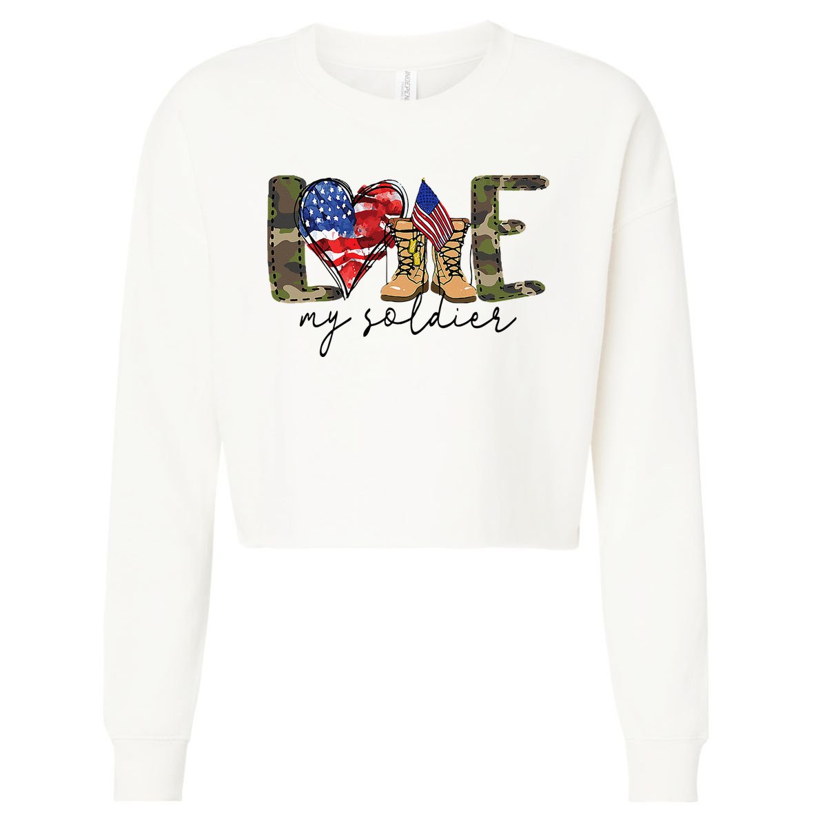 I Love My Soldier Military Military Army Wife Cropped Pullover Crew