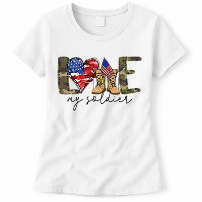 I Love My Soldier Military Military Army Wife Womens T-Shirt