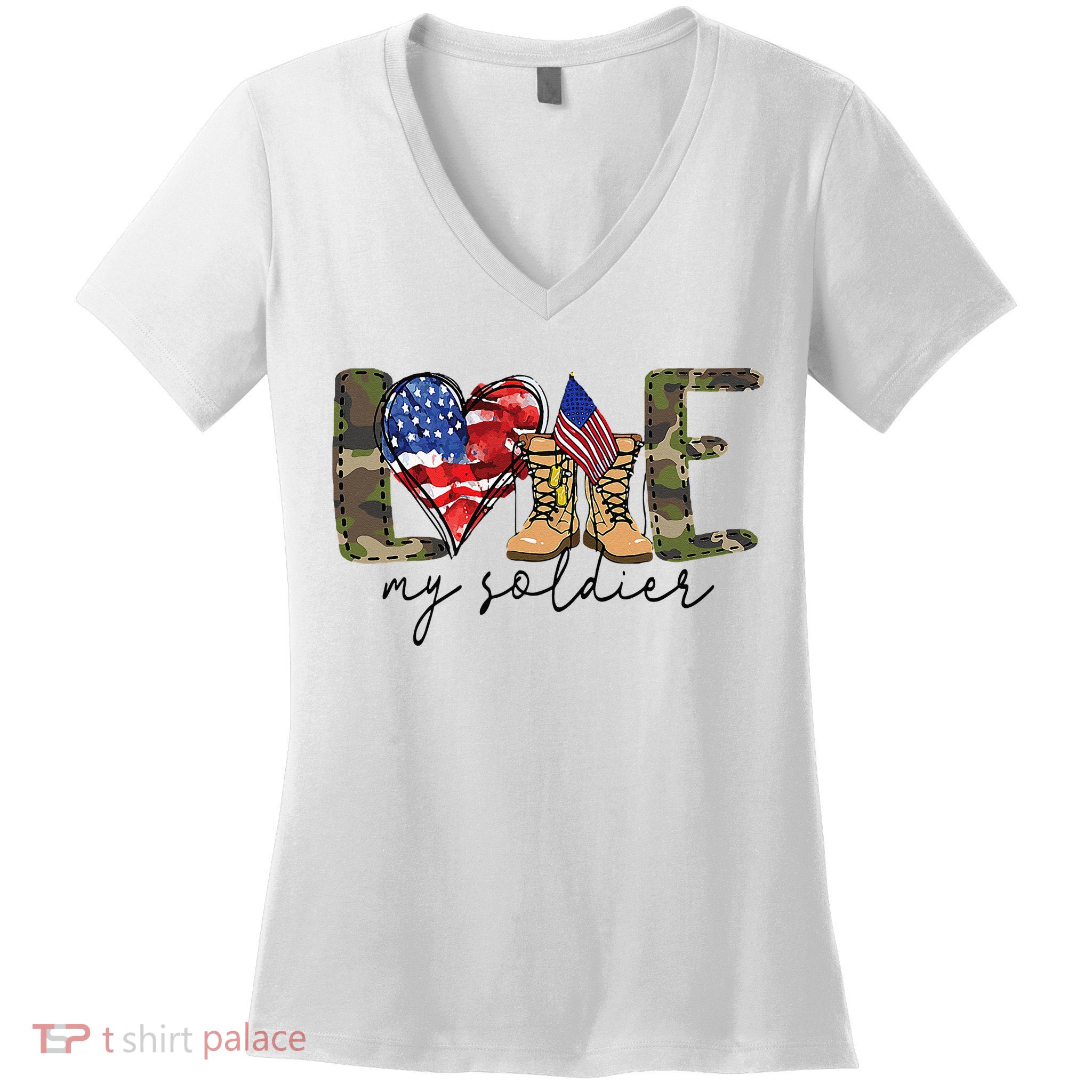 I Love My Soldier Military Military Army Wife Women's V-Neck T-Shirt