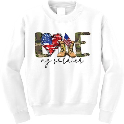 I Love My Soldier Military Military Army Wife Kids Sweatshirt