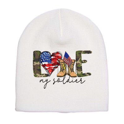 I Love My Soldier Military Military Army Wife Short Acrylic Beanie