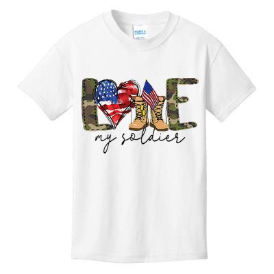 I Love My Soldier Military Military Army Wife Kids T-Shirt