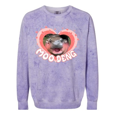 I Love Moo Deng Baby Hippo Moo Deng I Heart Moo Deng Colorblast Crewneck Sweatshirt