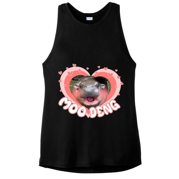 I Love Moo Deng Baby Hippo Moo Deng I Heart Moo Deng Ladies PosiCharge Tri-Blend Wicking Tank