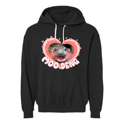 I Love Moo Deng Baby Hippo Moo Deng I Heart Moo Deng Garment-Dyed Fleece Hoodie