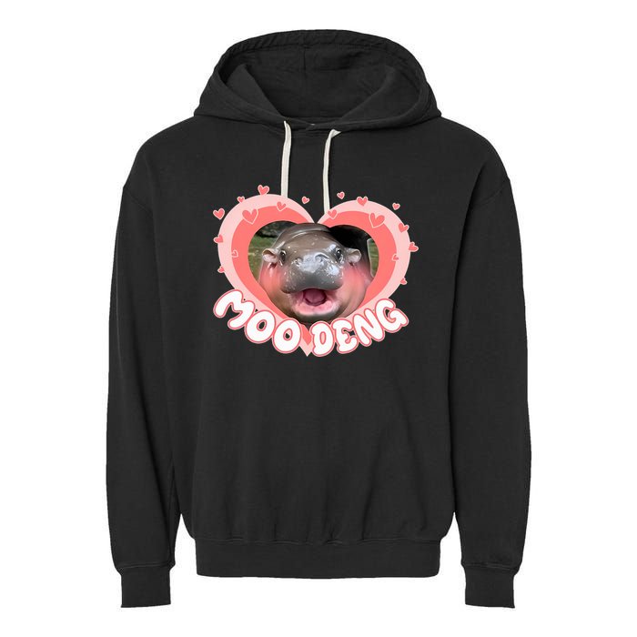 I Love Moo Deng Baby Hippo Moo Deng I Heart Moo Deng Garment-Dyed Fleece Hoodie