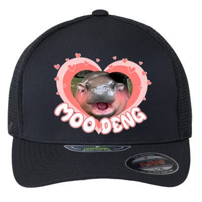 I Love Moo Deng Baby Hippo Moo Deng I Heart Moo Deng Flexfit Unipanel Trucker Cap