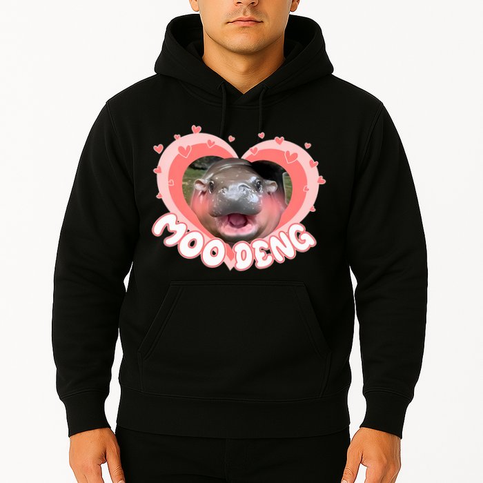 I Love Moo Deng Baby Hippo Moo Deng I Heart Moo Deng Hoodie
