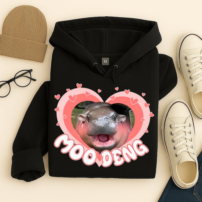 I Love Moo Deng Baby Hippo Moo Deng I Heart Moo Deng Hoodie