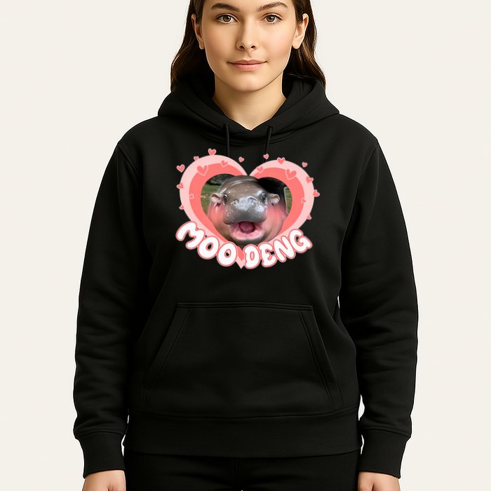 I Love Moo Deng Baby Hippo Moo Deng I Heart Moo Deng Hoodie