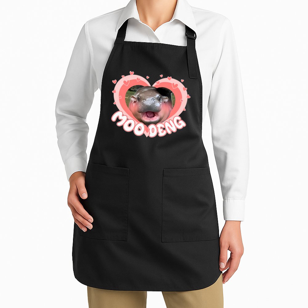 I Love Moo Deng Baby Hippo Moo Deng I Heart Moo Deng Apron