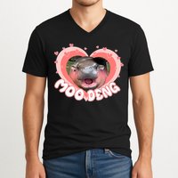 I Love Moo Deng Baby Hippo Moo Deng I Heart Moo Deng V-Neck T-Shirt