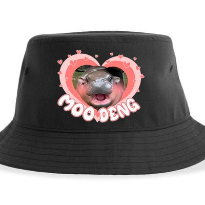 I Love Moo Deng Baby Hippo Moo Deng I Heart Moo Deng Sustainable Bucket Hat