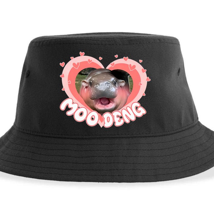 I Love Moo Deng Baby Hippo Moo Deng I Heart Moo Deng Sustainable Bucket Hat