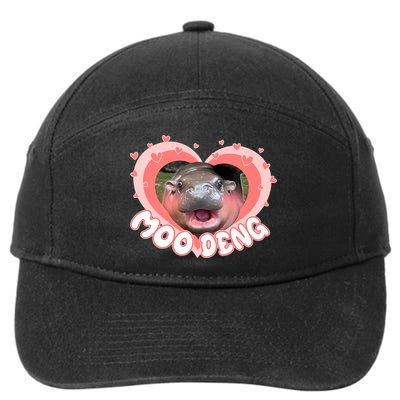 I Love Moo Deng Baby Hippo Moo Deng I Heart Moo Deng 7-Panel Snapback Hat